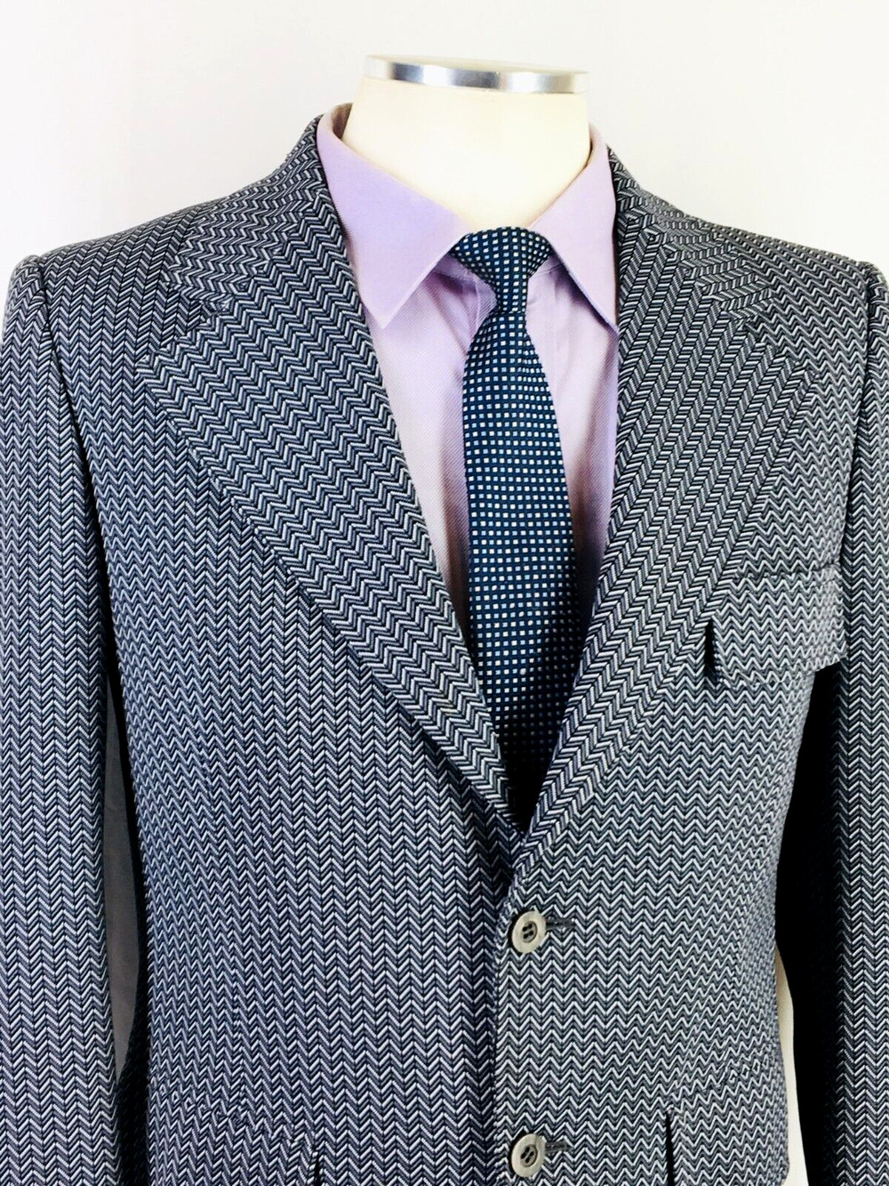 38S Curlee USA Mens 1970s 2 Button Blazer Sport Coat Jacket Pencil Gray